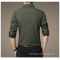 High Quality Men′s Long Sleeve Men in Military Uniform Style Casual Shirt